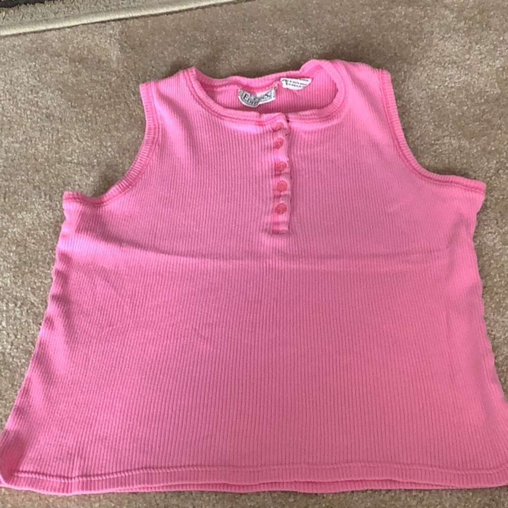 Basic editions tank top pink button front size medium. In good condition